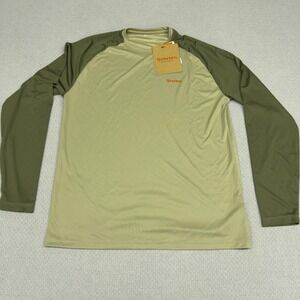 Simms Shirt Mens M Green Tech Tee Artist Series Bass Camo Long Sleeve Fishing